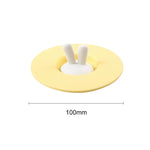 Couvercle de tasse en silicone en forme d'oreilles de lapin de qualité alimentaire, couvercle d'étanchéité de tasse de dessin animé anti-poussière et anti-fuite, jaune, vert, rose