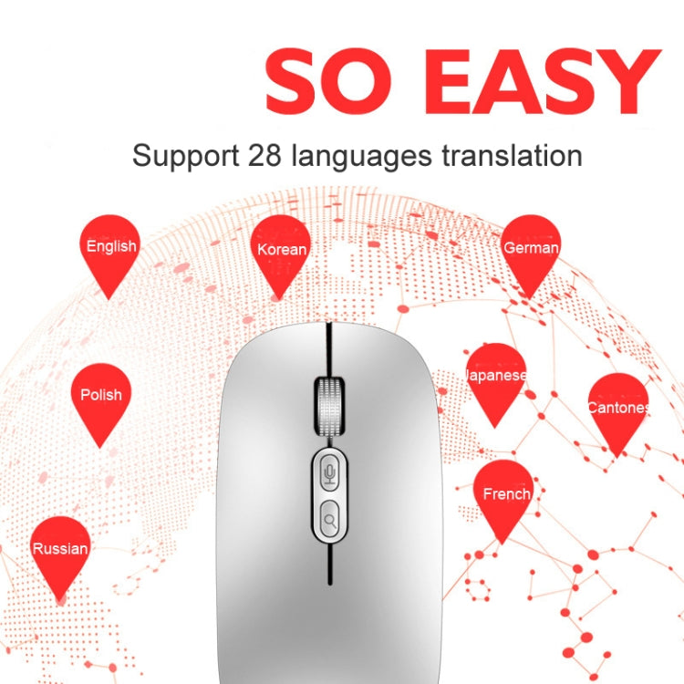 M103 1600DPI 5 Keys 2.4G Wireless Mouse Charging Ai Intelligent Voice Office Mouse, Support 28 Languages, White, Black, Silver, Rose Gold, Gray