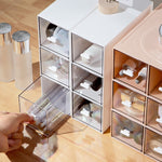 Boîte de rangement de tiroir de bureau Cosmétiques Bureau Étudiant Papeterie Stylo Dortoir Support de bureau à trois compartiments, Rose corail, Blanc ivoire, Bleu glacier