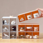 Boîte de rangement de tiroir de bureau Cosmétiques Bureau Étudiant Papeterie Stylo Dortoir Support de bureau à trois compartiments, Rose corail, Blanc ivoire, Bleu glacier