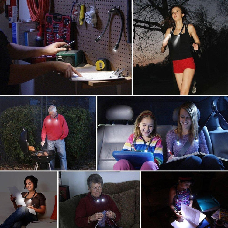 Lampe de lecture portative LED flexible en forme de U, mains libres, à porter autour du cou, noire, verte, bleue, rose