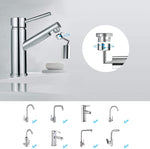 Robinet rotatif universel à 720 degrés, filtre de bec anti-éclaboussures, robinet à double fonction, deux sections.