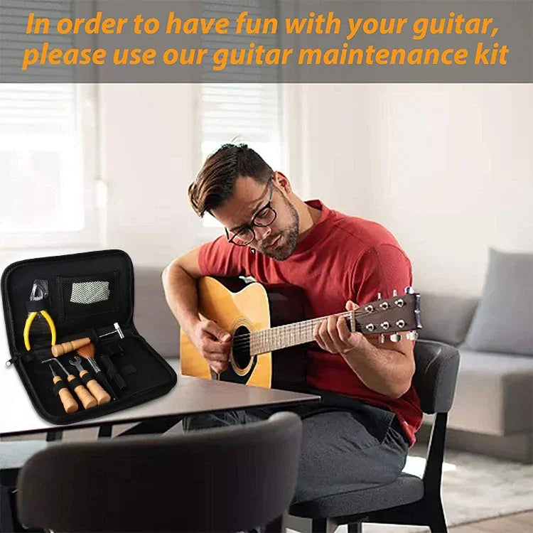 Kit de changement de cordes de guitare en 7 pièces, outil de réparation et d'entretien.