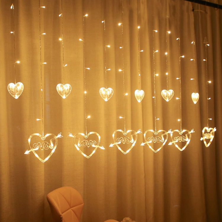 Guirlande lumineuse décorative en forme de cœur LED, rideau lumineux, guirlande lumineuse de fête, prise EU, lumière blanche chaude, lumière colorée