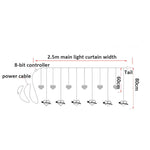 Guirlande lumineuse décorative en forme de cœur LED, rideau lumineux, guirlande lumineuse de fête, prise EU, lumière blanche chaude, lumière colorée