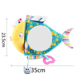 Jouet en Peluche Miroir Rétroviseur Arrière de Siège Auto Bébé, Miroir Poisson 35 x 23.5 cm, Miroir Ours Brun 35 x 23.5 cm, Miroir Pingouin 35 x 23.5 cm