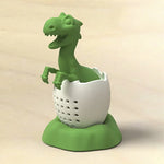 Infuseur à thé en silicone Bébé Dinosaure, Vert porte-bonheur, Jaune chandelle