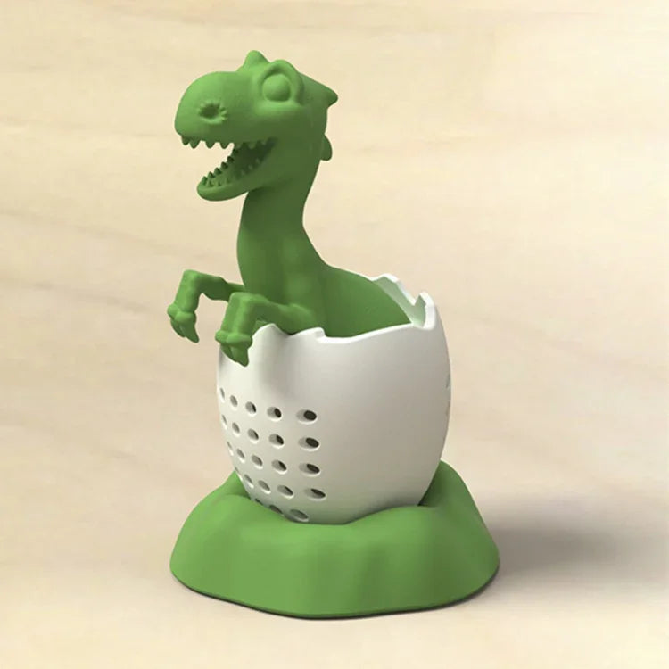 Infuseur à thé en silicone Bébé Dinosaure, Vert porte-bonheur, Jaune chandelle