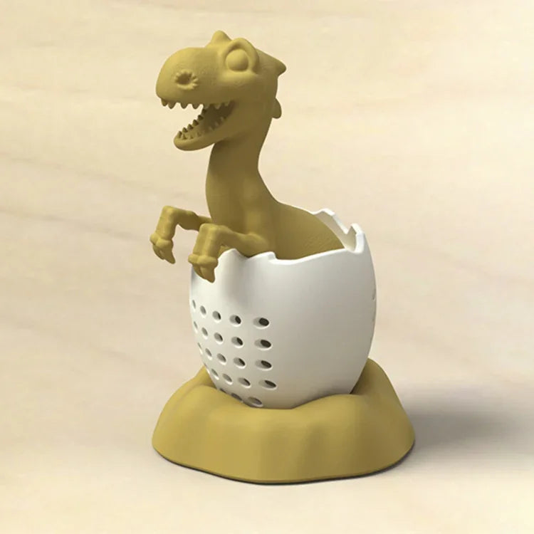 Infuseur à thé en silicone Bébé Dinosaure, Vert porte-bonheur, Jaune chandelle