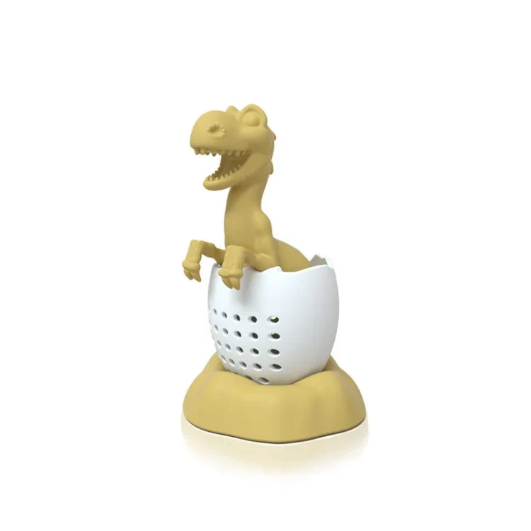 Infuseur à thé en silicone Bébé Dinosaure, Vert porte-bonheur, Jaune chandelle