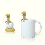 Infuseur à thé en silicone Bébé Dinosaure, Vert porte-bonheur, Jaune chandelle