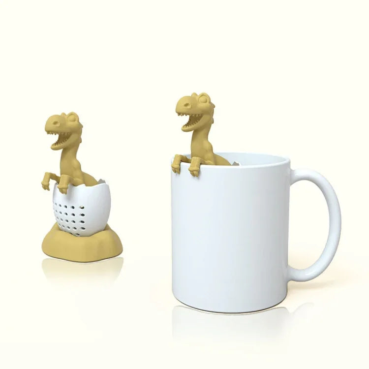 Infuseur à thé en silicone Bébé Dinosaure, Vert porte-bonheur, Jaune chandelle