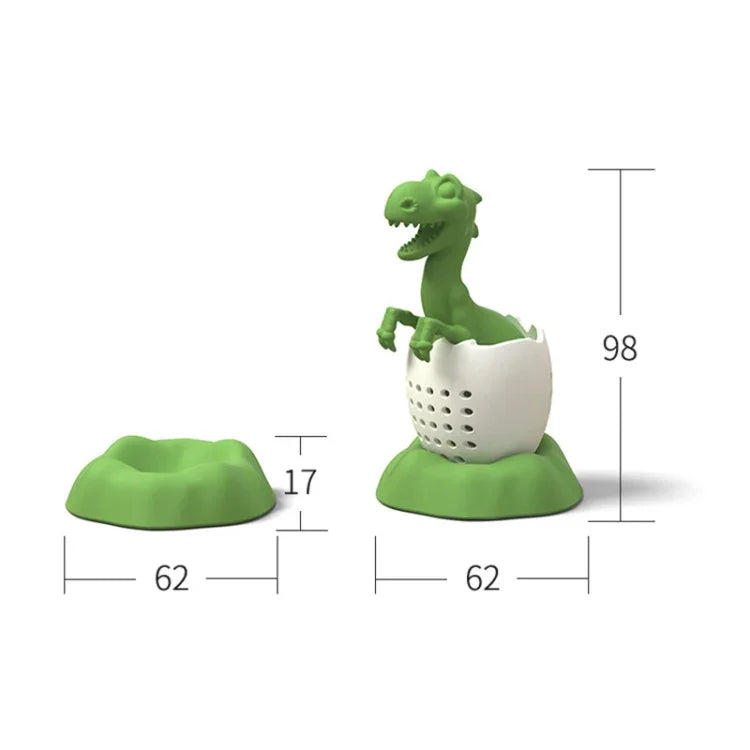 Infuseur à thé en silicone Bébé Dinosaure, Vert porte-bonheur, Jaune chandelle