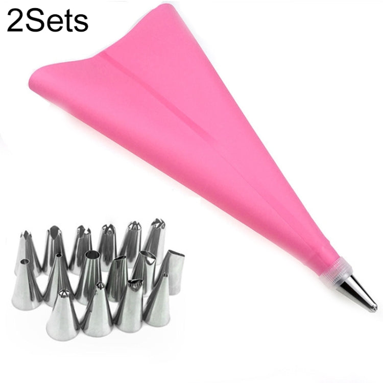 2 sets de poches à douille réutilisables en silicone pour la décoration de gâteaux avec 16 embouts de douille