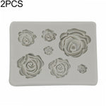 2 Moules en silicone DIY pour savon fait main, chocolat, fondant, pâtisserie, décoration de gâteaux, motif rose 3D, forme de fleur (rose), forme de fleur (gris)