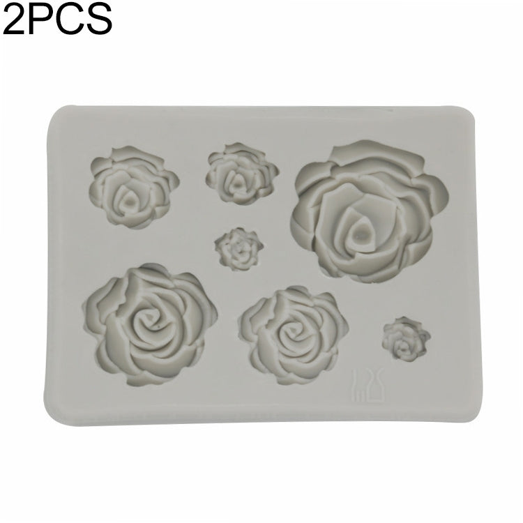 2 Moules en silicone DIY pour savon fait main, chocolat, fondant, pâtisserie, décoration de gâteaux, motif rose 3D, forme de fleur (rose), forme de fleur (gris)