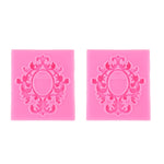 2 PCS Fondant Cake Silicone Mold Hollow Embossed Border Frame Retro Photo Frame Mould