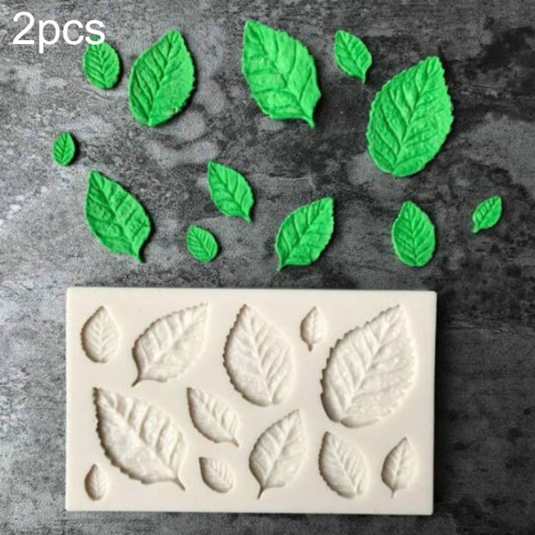 Moule en Silicone en Forme de Feuille pour Pâte à Sucre, Outils de Décoration de Gâteaux, Moule à Chocolat, 2 pièces