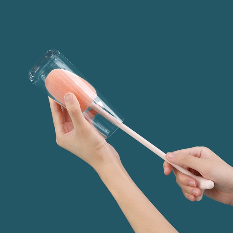 Brosse verticale à long manche pour biberons, en éponge, Longueur : 29 cm, Blanc, Bleu, Rose