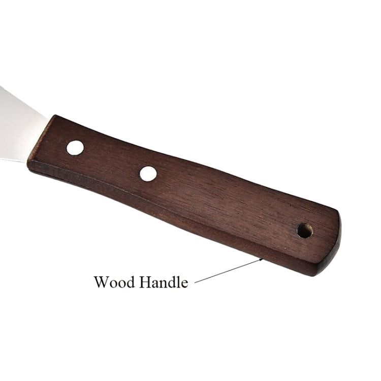 Spatule de cuisine en acier inoxydable avec manche en bois pour gâteaux