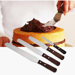 Spatule de cuisine en acier inoxydable avec manche en bois pour gâteaux