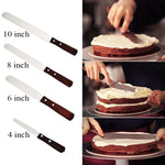 Spatule de cuisine en acier inoxydable avec manche en bois pour gâteaux