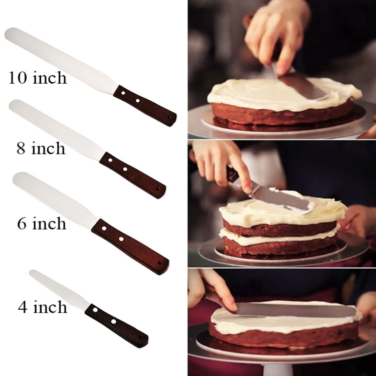 Spatule de cuisine en acier inoxydable avec manche en bois pour gâteaux
