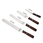 Spatule de cuisine en acier inoxydable avec manche en bois pour gâteaux