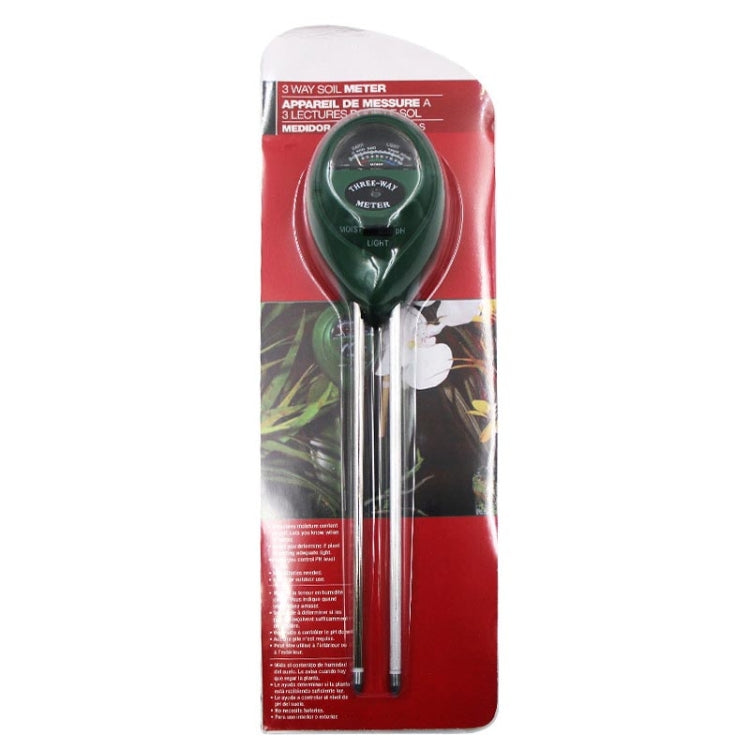 Détecteur de sol 3 en 1 Testeur de valeur PH intensité lumineuse Stylo testeur d'humidité sèche du sol à tête ronde, 3 en 1