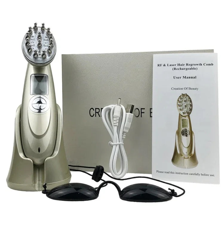 Peigne RF pour la pousse des cheveux Contrôle du sébum du cuir chevelu et Masseur anti-chute de cheveux, Manuel en anglais