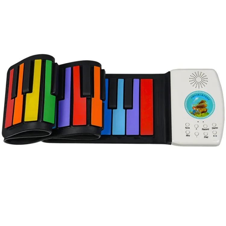 HUA008-49 Piano pliable à 49 touches, roulé à la main, pour enfants, couleur variée.