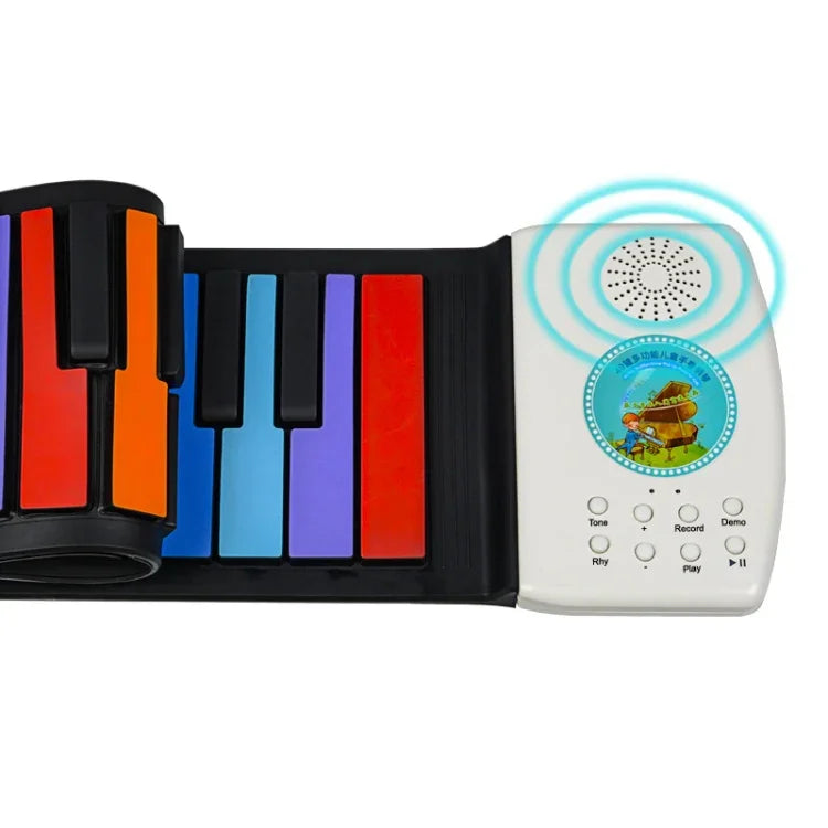 HUA008-49 Piano pliable à 49 touches, roulé à la main, pour enfants, couleur variée.