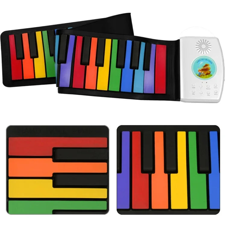 HUA008-49 Piano pliable à 49 touches, roulé à la main, pour enfants, couleur variée.