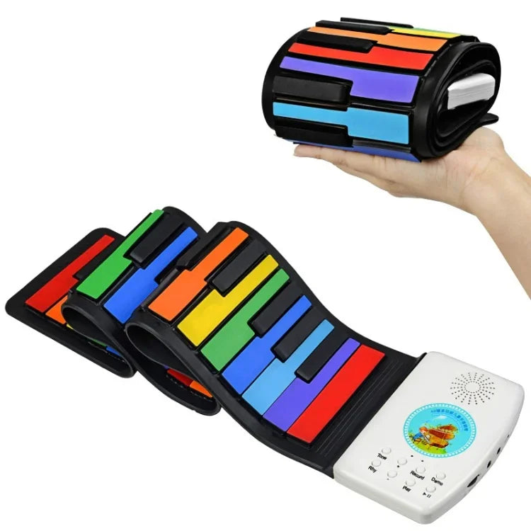HUA008-49 Piano pliable à 49 touches, roulé à la main, pour enfants, couleur variée.