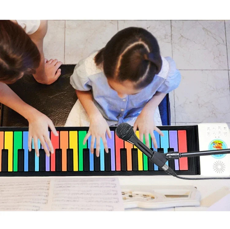 HUA008-49 Piano pliable à 49 touches, roulé à la main, pour enfants, couleur variée.