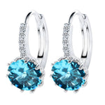 Boucles d'oreilles femme en argent sterling 925, forme brillante, micro-serties de zircon, blanc, noir, rose, rouge, bleu aquatique