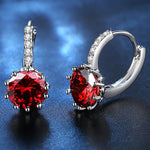 Boucles d'oreilles femme en argent sterling 925, forme brillante, micro-serties de zircon, blanc, noir, rose, rouge, bleu aquatique