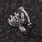 Boucles d'oreilles femme en argent sterling 925, forme brillante, micro-serties de zircon, blanc, noir, rose, rouge, bleu aquatique