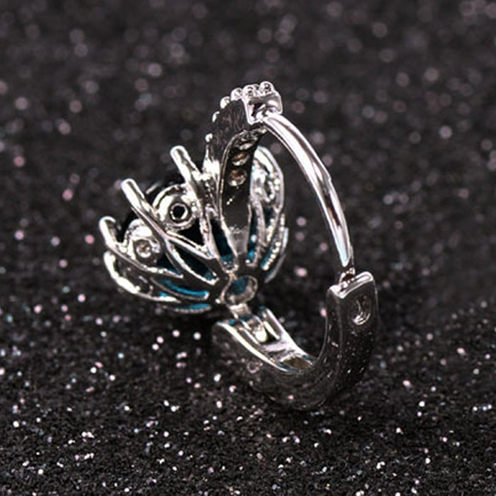 Boucles d'oreilles femme en argent sterling 925, forme brillante, micro-serties de zircon, blanc, noir, rose, rouge, bleu aquatique