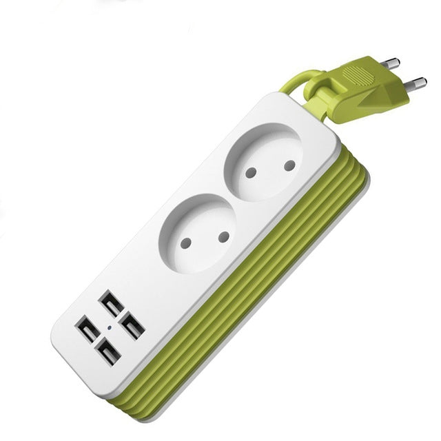 Multiprise 1/2 prise EU 4 ports USB 1200W 250V câble 1,5 m murale portable multiprises, prises EU