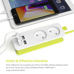 Multiprise 1/2 prise EU 4 ports USB 1200W 250V câble 1,5 m murale portable multiprises, prises EU