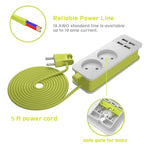 Multiprise 1/2 prise EU 4 ports USB 1200W 250V câble 1,5 m murale portable multiprises, prises EU