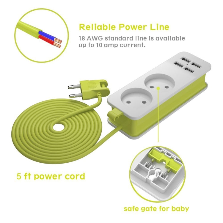 Multiprise 1/2 prise EU 4 ports USB 1200W 250V câble 1,5 m murale portable multiprises, prises EU