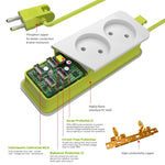 Multiprise 1/2 prise EU 4 ports USB 1200W 250V câble 1,5 m murale portable multiprises, prises EU