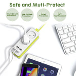 Multiprise 1/2 prise EU 4 ports USB 1200W 250V câble 1,5 m murale portable multiprises, prises EU