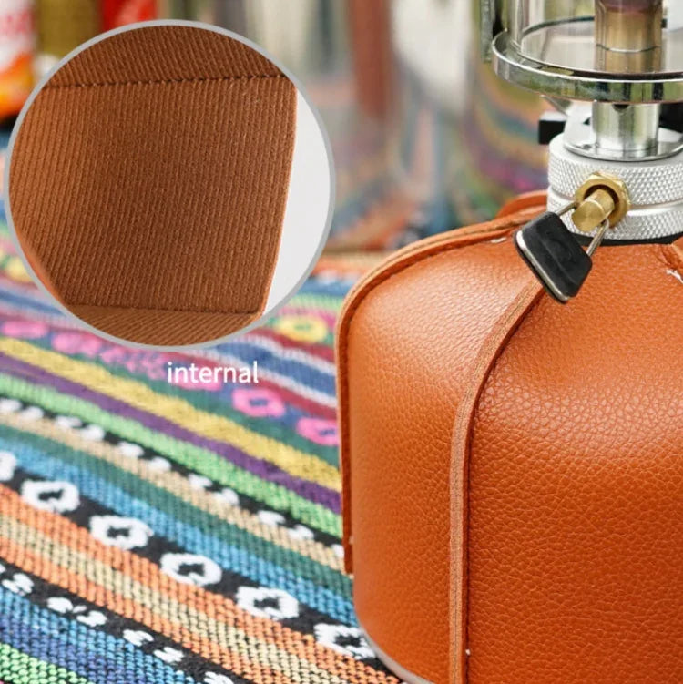 Housse en cuir pour réservoir de gaz plat de camping extérieur Lampe à vapeur de camping Housse de protection en PU pour réservoir de carburant, Pour réservoir de gaz 230g, Pour réservoir de gaz 450g