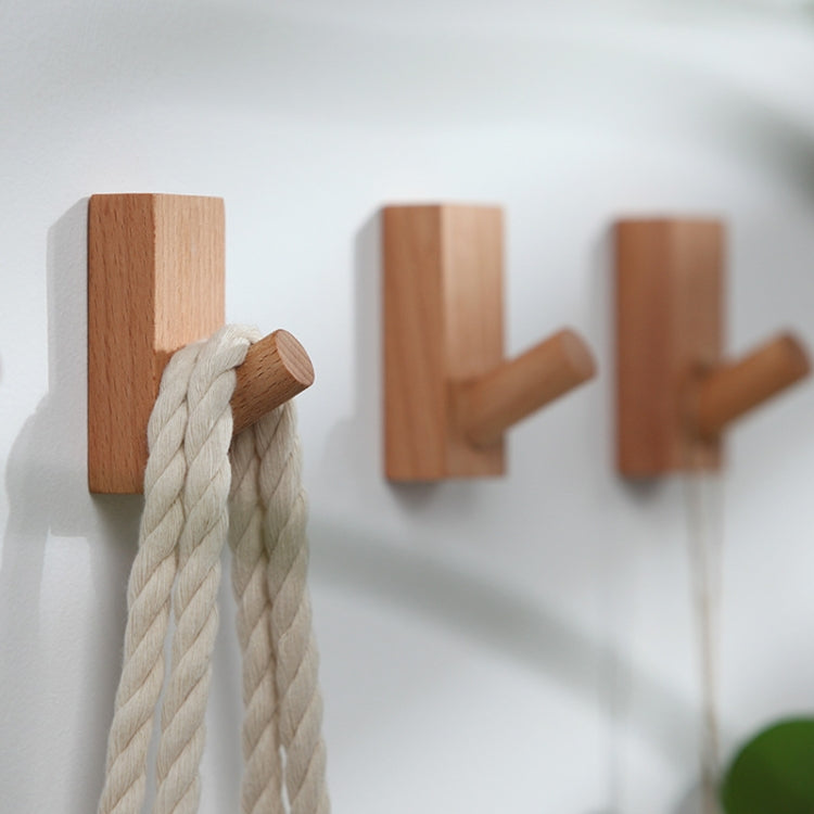 Accroche-porte mural sans perforation en bois massif, crochet pour vêtements en hêtre, noyer noir