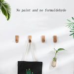 Accroche-porte mural sans perforation en bois massif, crochet pour vêtements en hêtre, noyer noir