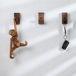 Accroche-porte mural sans perforation en bois massif, crochet pour vêtements en hêtre, noyer noir