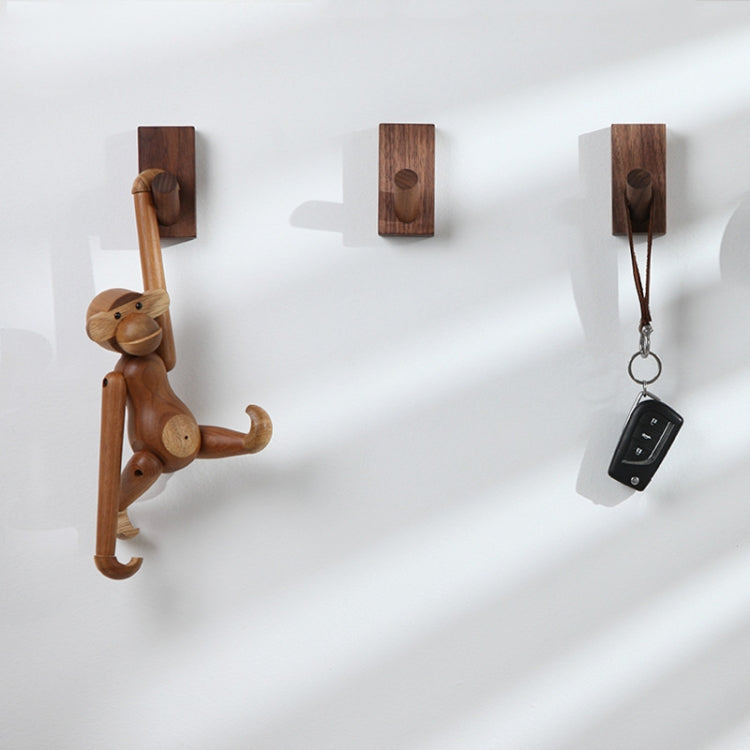 Accroche-porte mural sans perforation en bois massif, crochet pour vêtements en hêtre, noyer noir